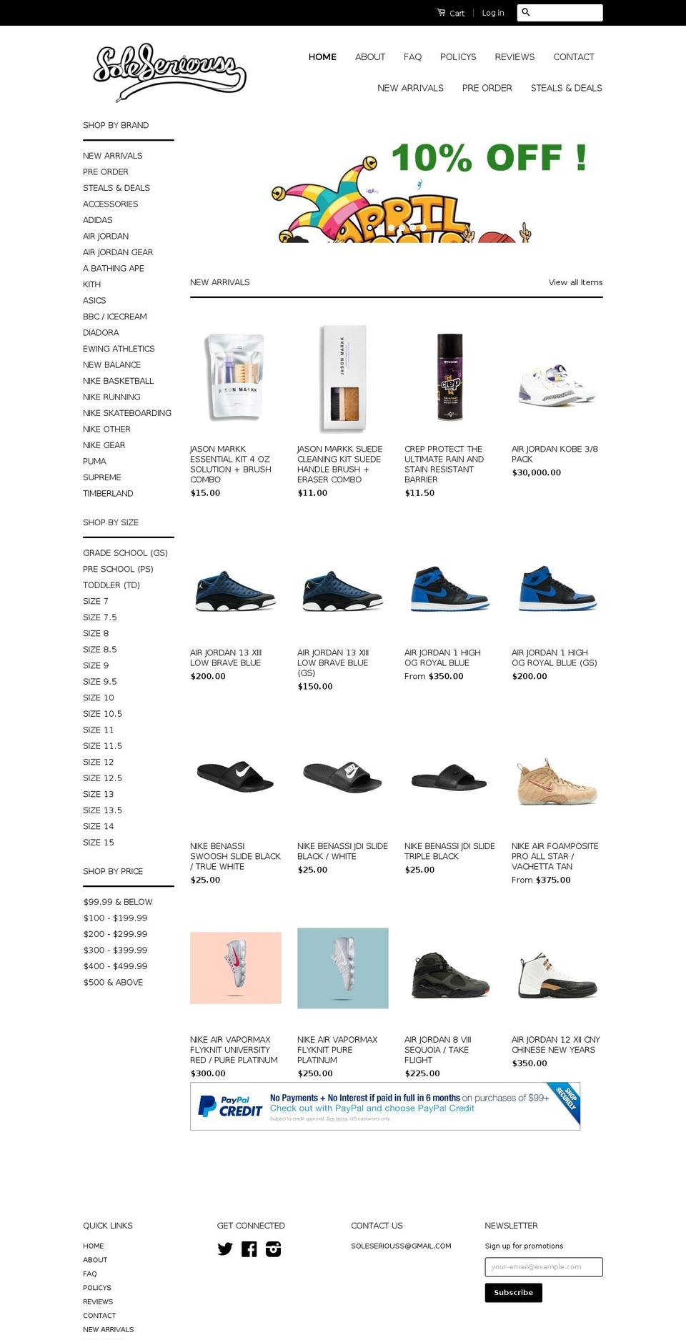 soleseriouss.myshopify.com shopify website screenshot