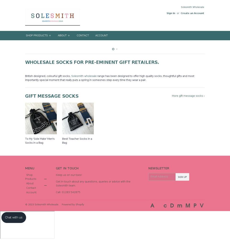 solesmithwholesale.co.uk shopify website screenshot