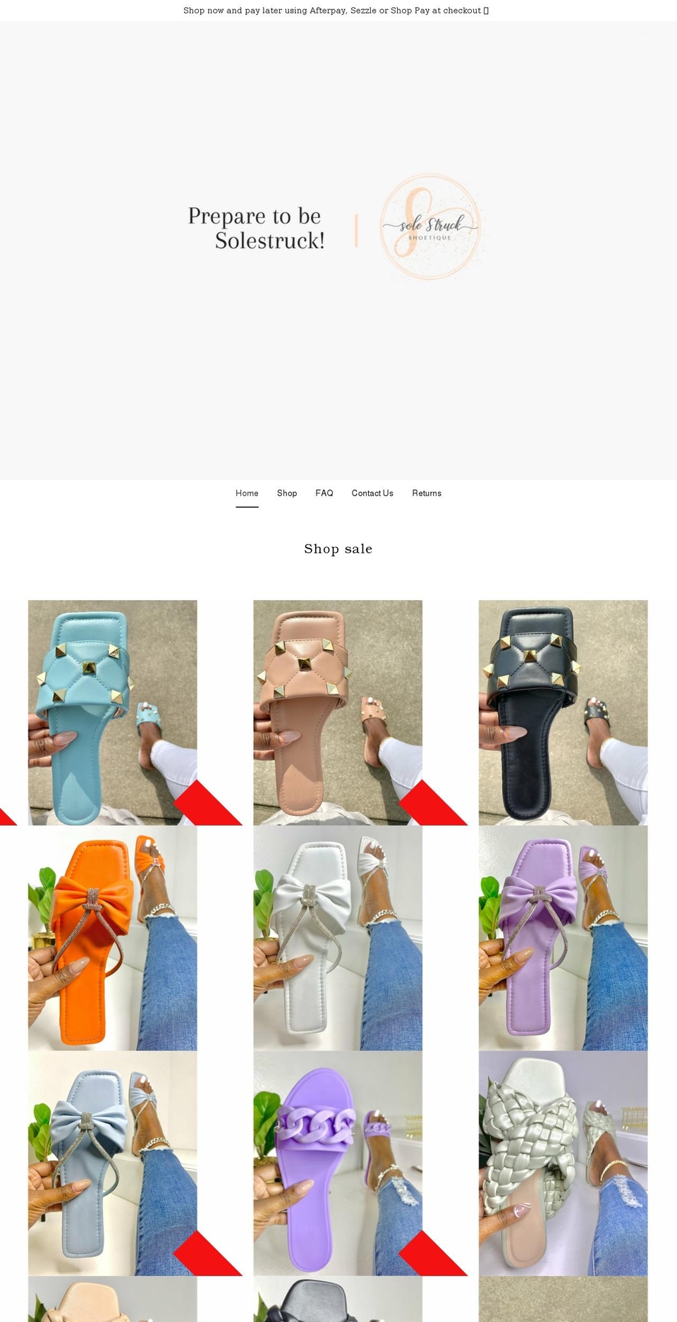 solestruckshoetique.com shopify website screenshot