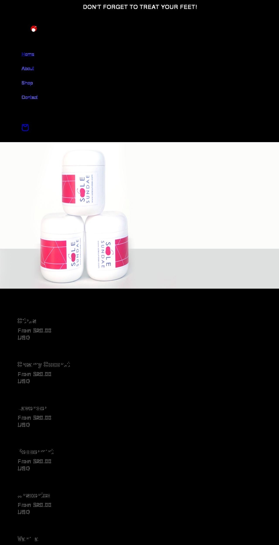 solesundae.com shopify website screenshot