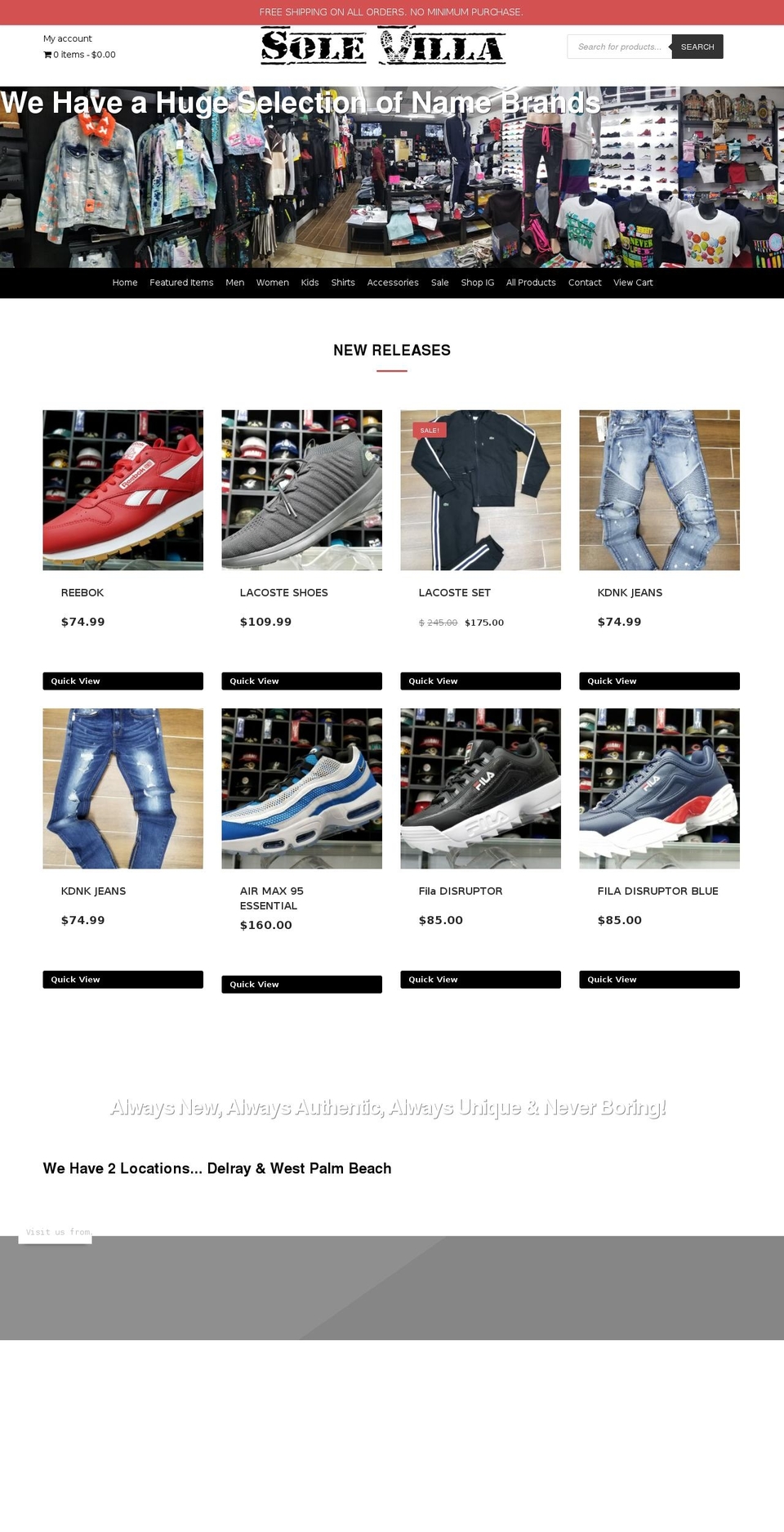 solevillasportswear.com — Shopify storefront screenshot