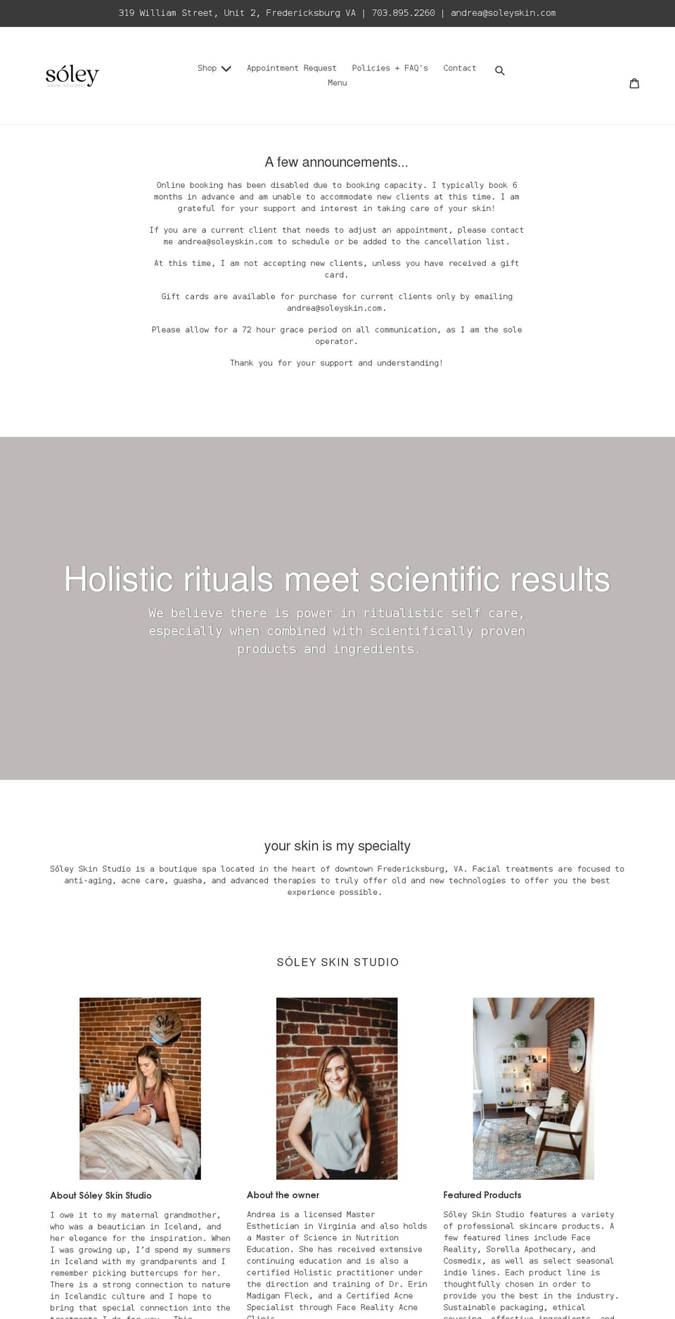 soleyskin.com shopify website screenshot