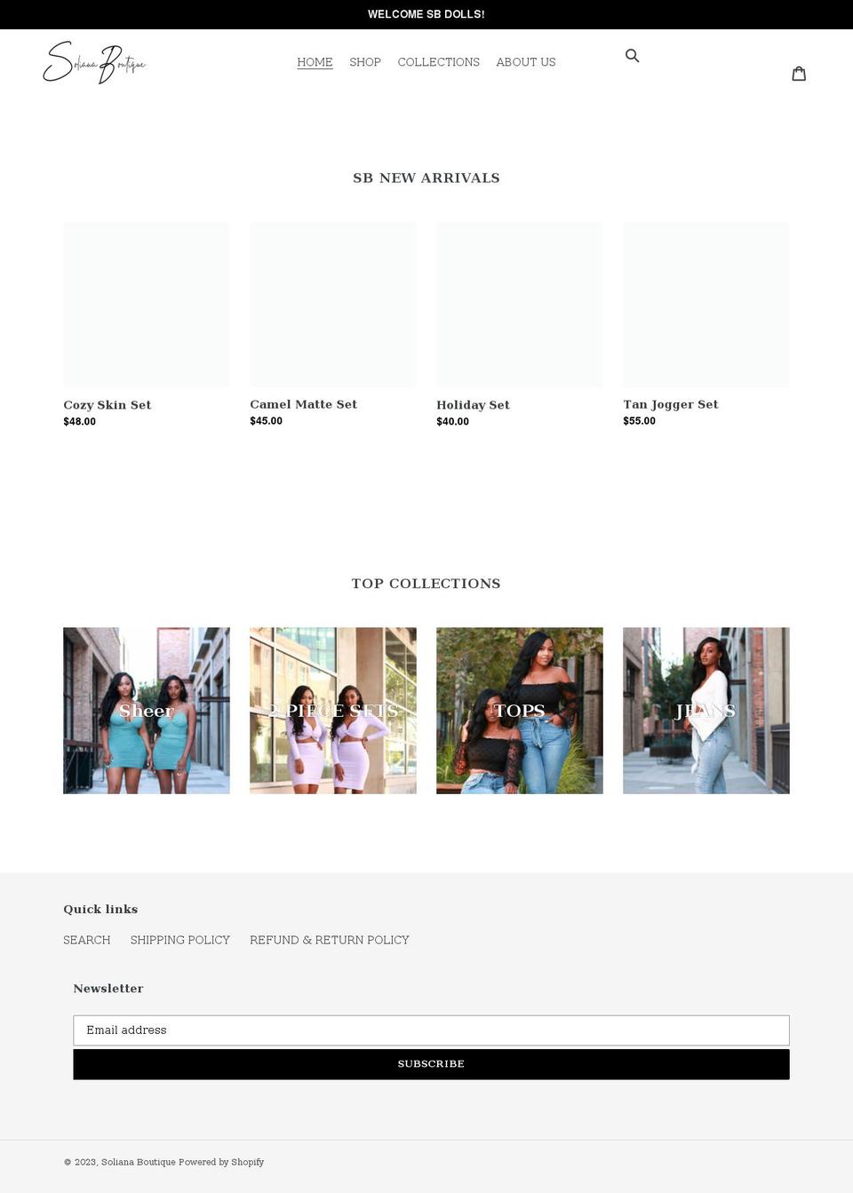 solianaboutique.com shopify website screenshot