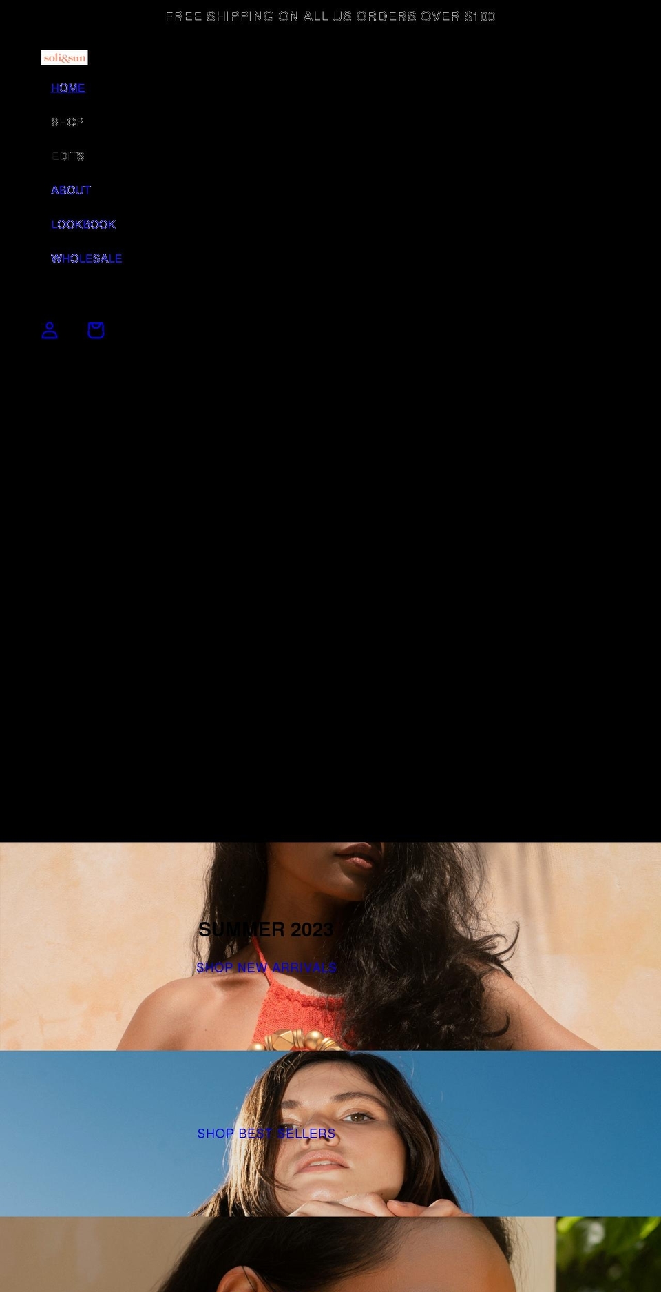 soliandsun.com shopify website screenshot