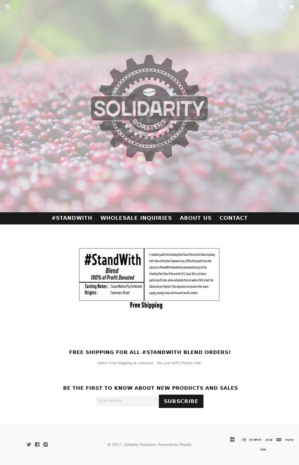 solidarityroasters.com shopify website screenshot