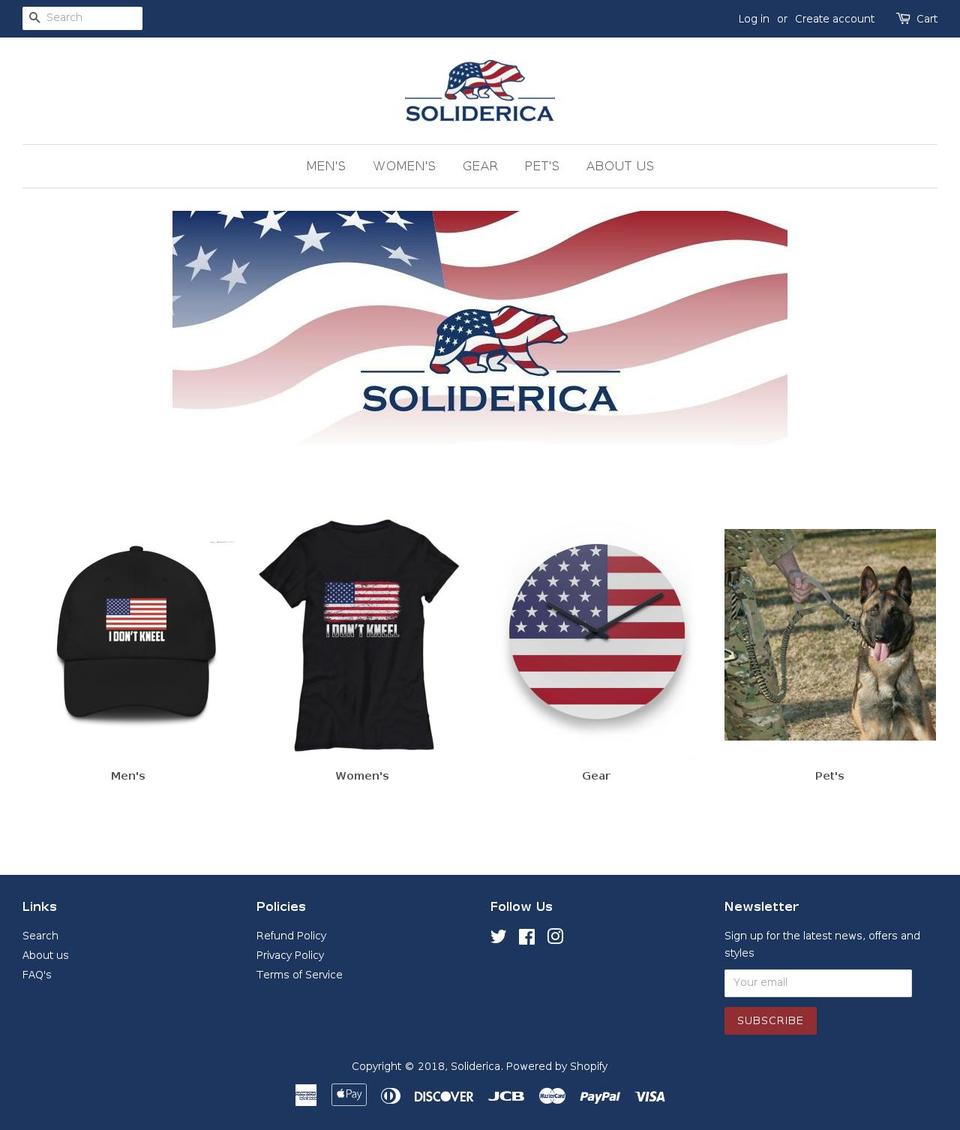 soliderica.com shopify website screenshot