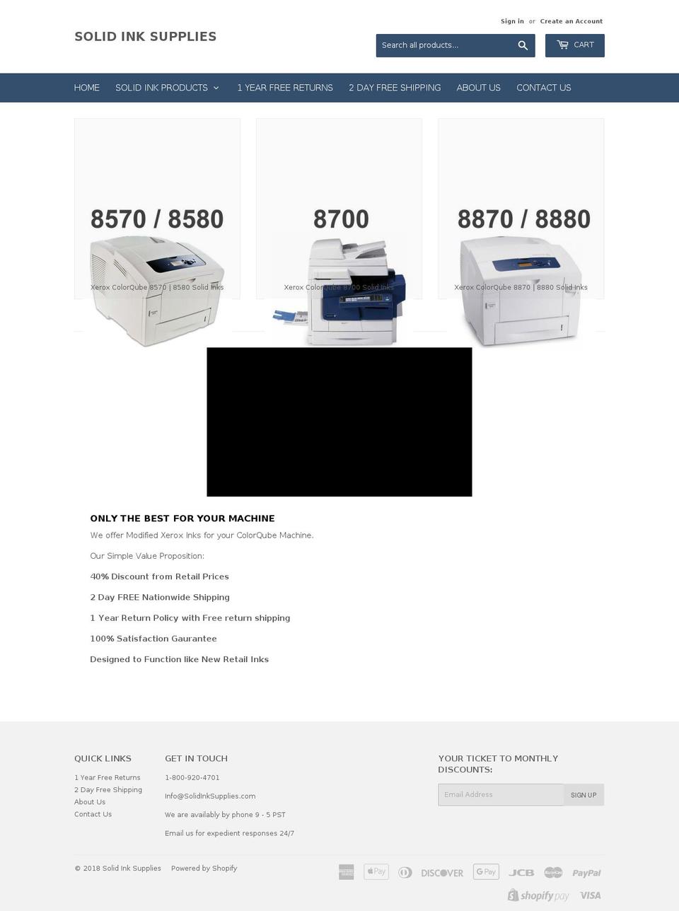 solidinksupplies.com — Shopify storefront screenshot