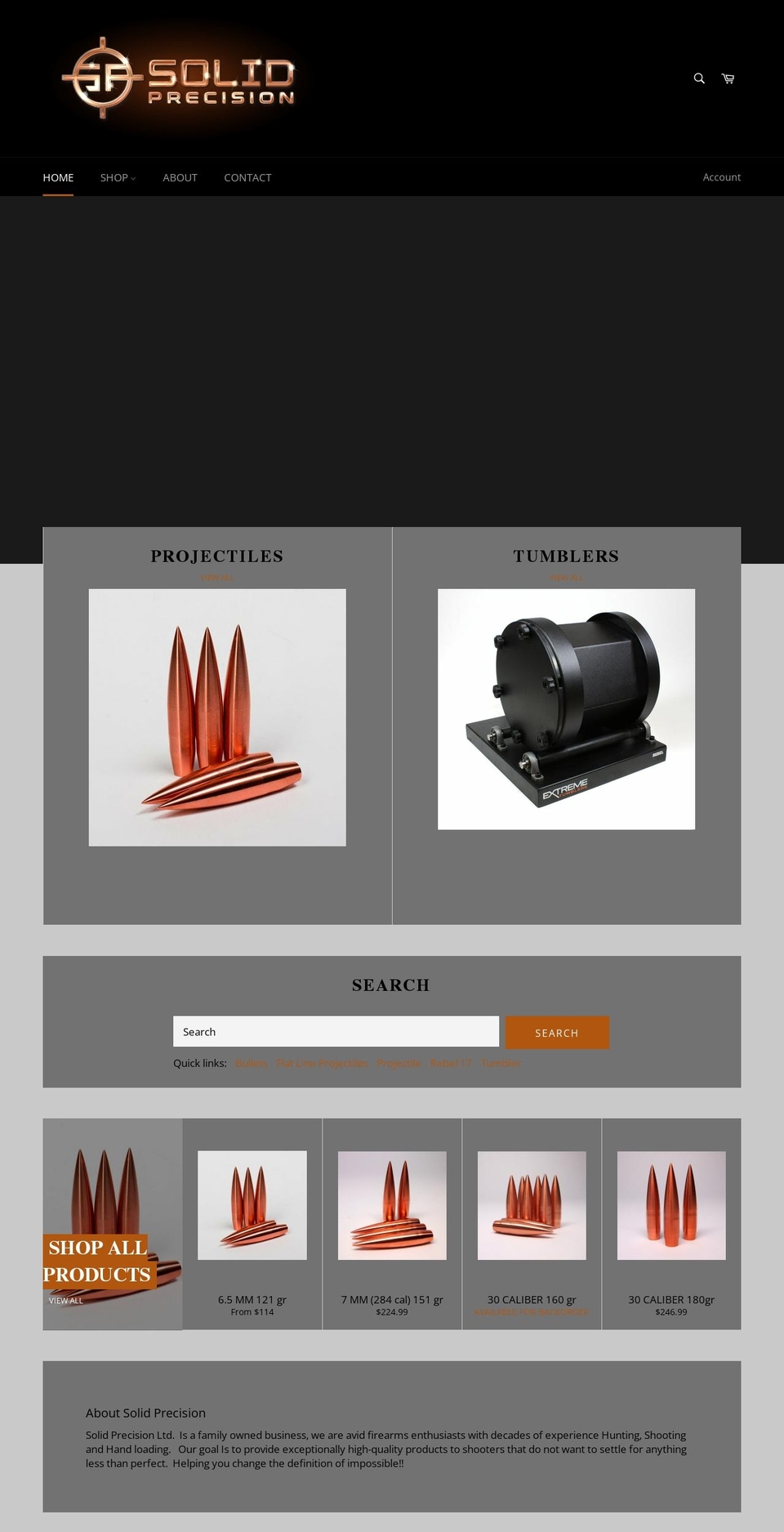 solidprecisionshooting.com shopify website screenshot