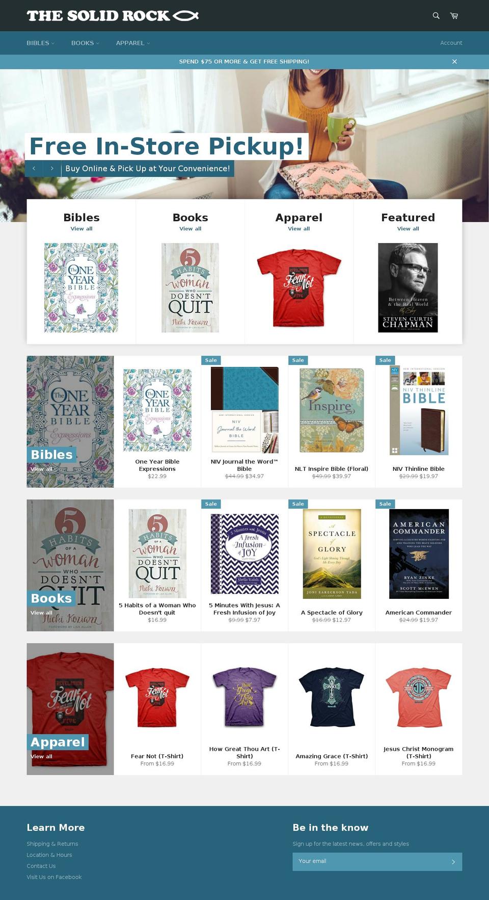 solidrockbookstore.com shopify website screenshot