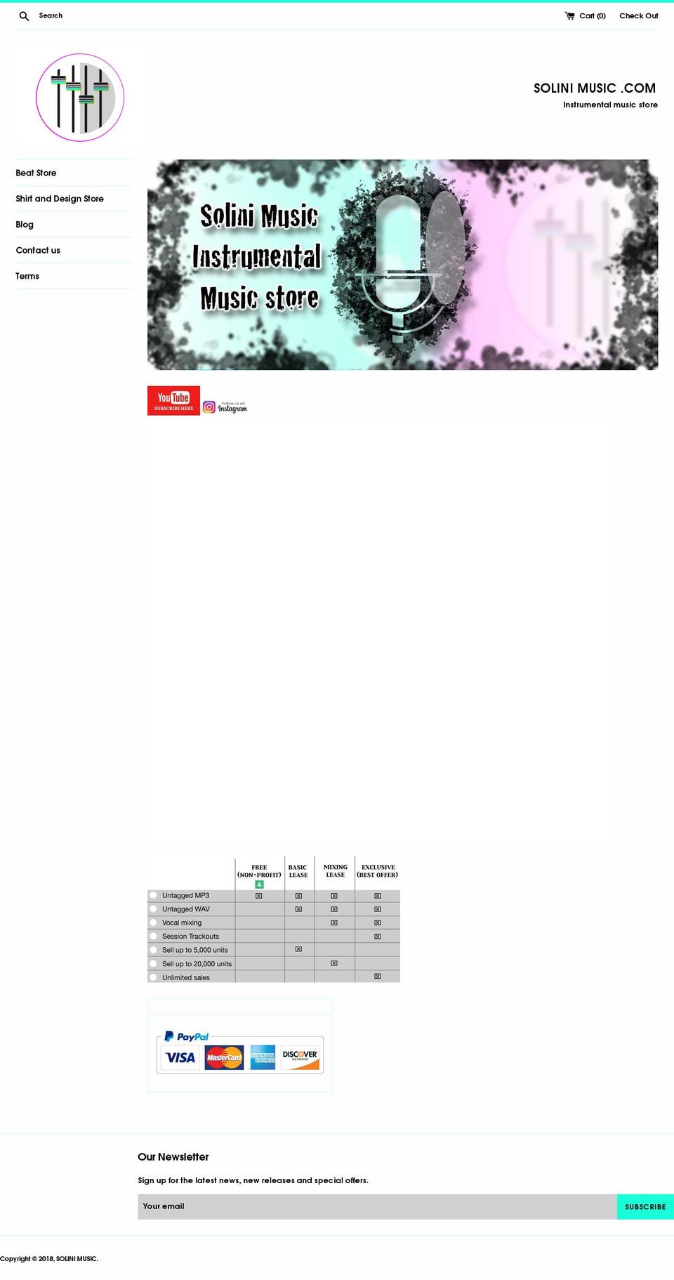 solinimusic.com shopify website screenshot