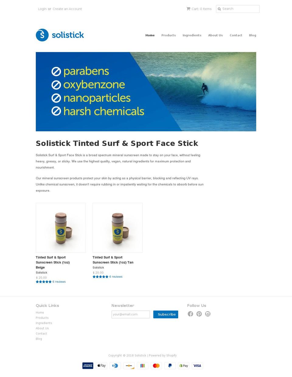 solistick.com — Shopify storefront screenshot