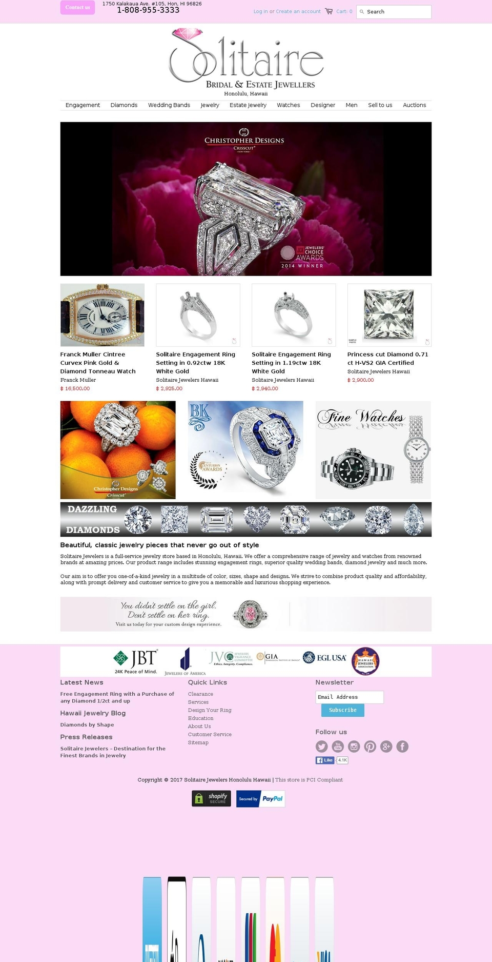 solitairejewelers.com shopify website screenshot