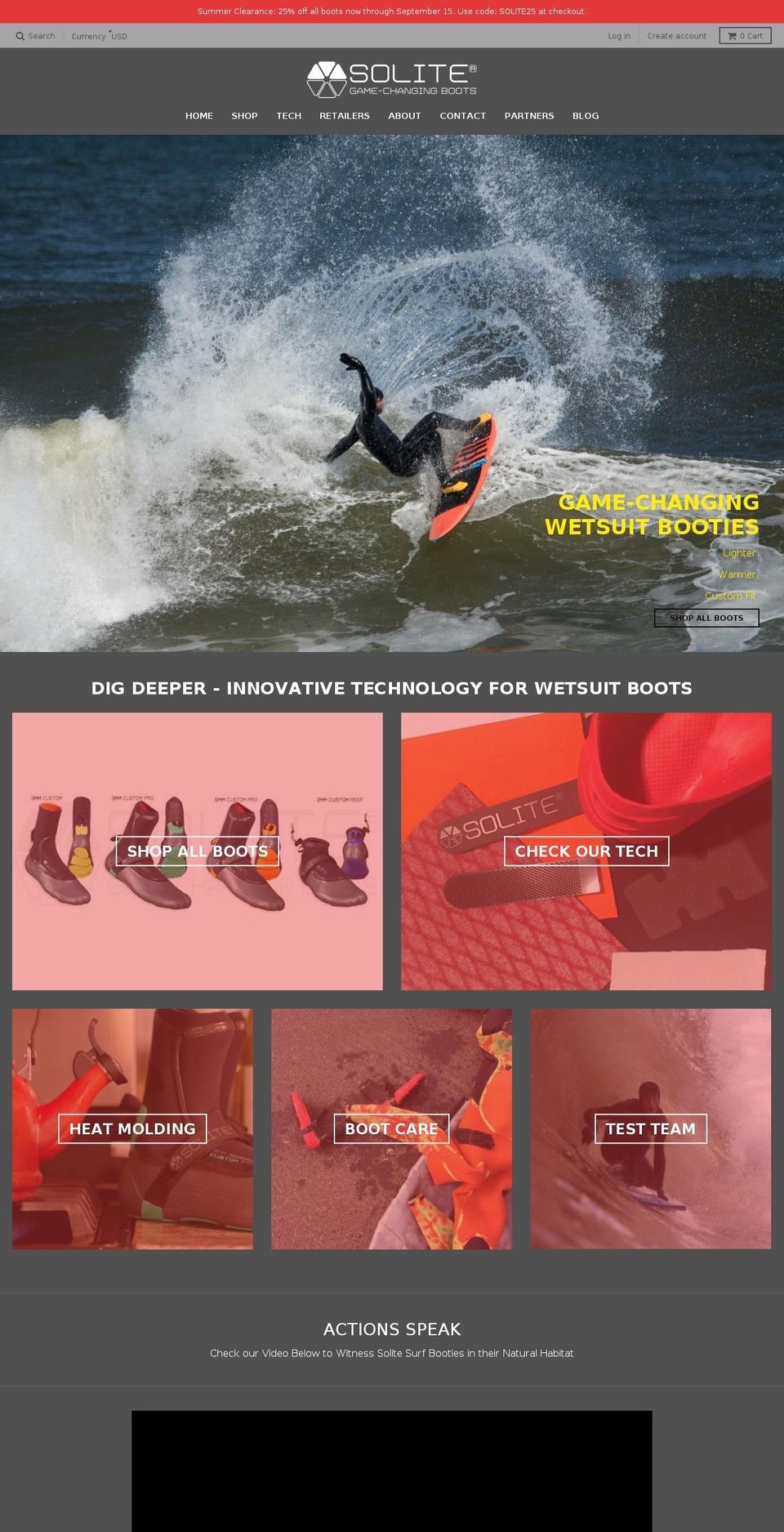 soliteboots.com shopify website screenshot