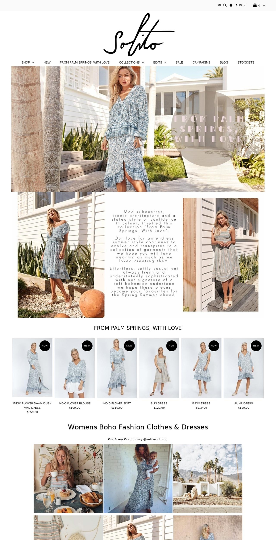 solitoclothing.com.au shopify website screenshot