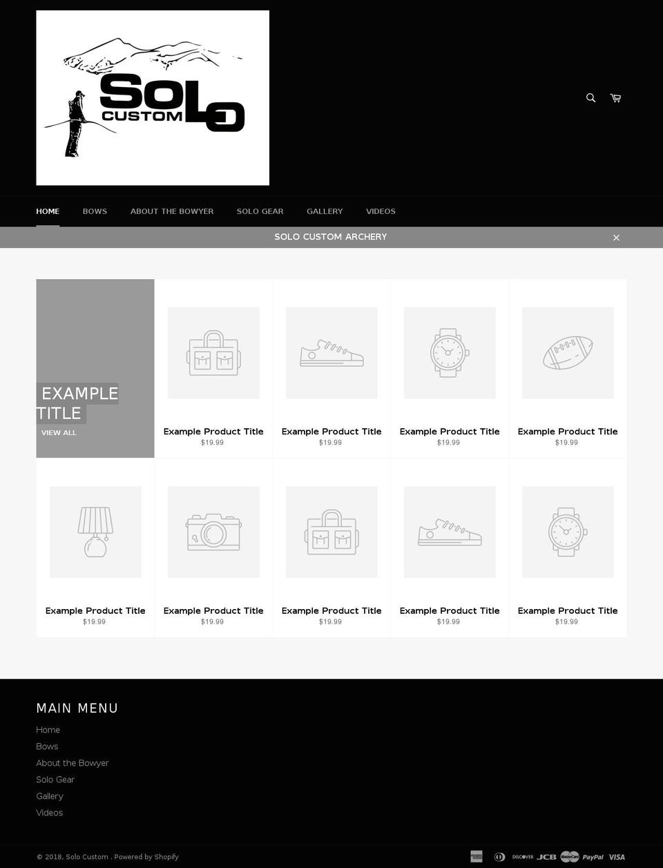 solo-custom.com shopify website screenshot