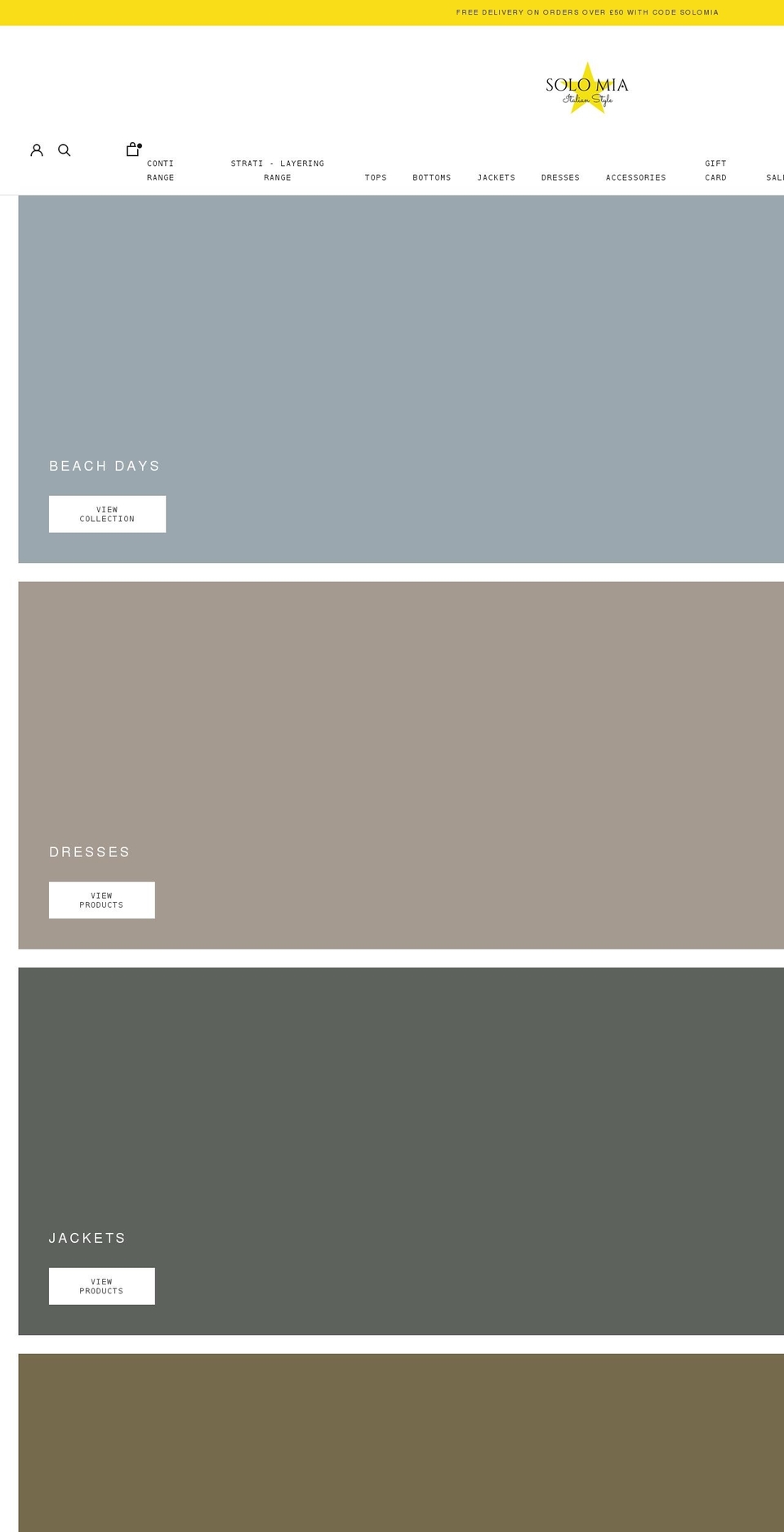 solo-mia.co.uk shopify website screenshot
