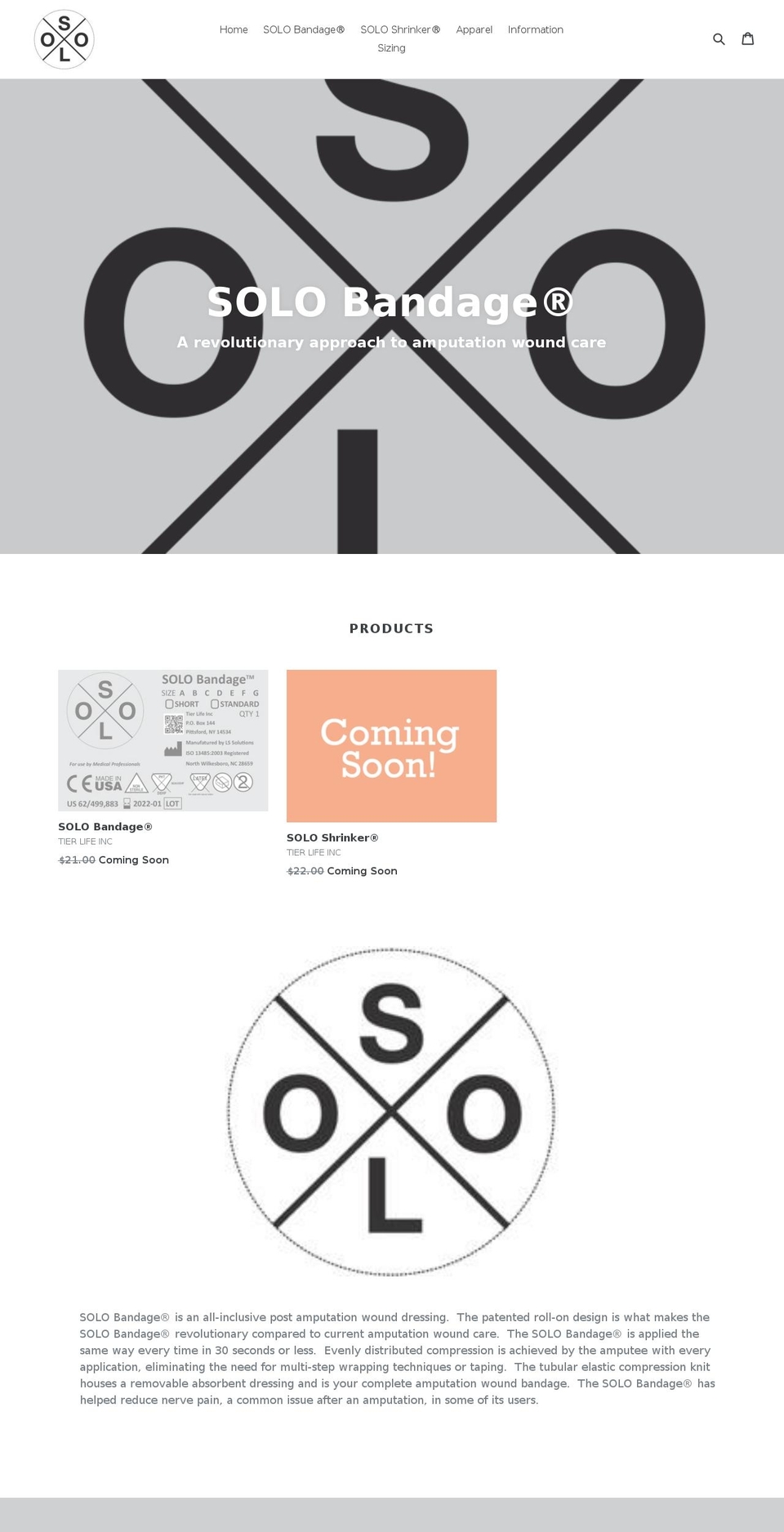 solobandages.com — Shopify storefront screenshot