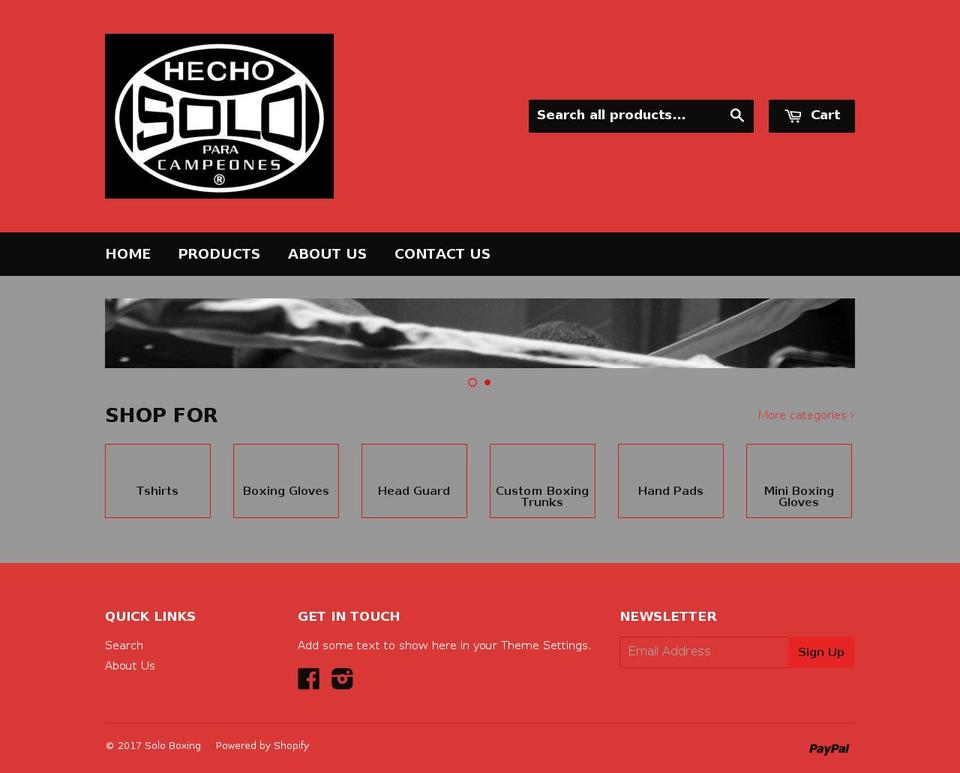 soloboxing.com shopify website screenshot