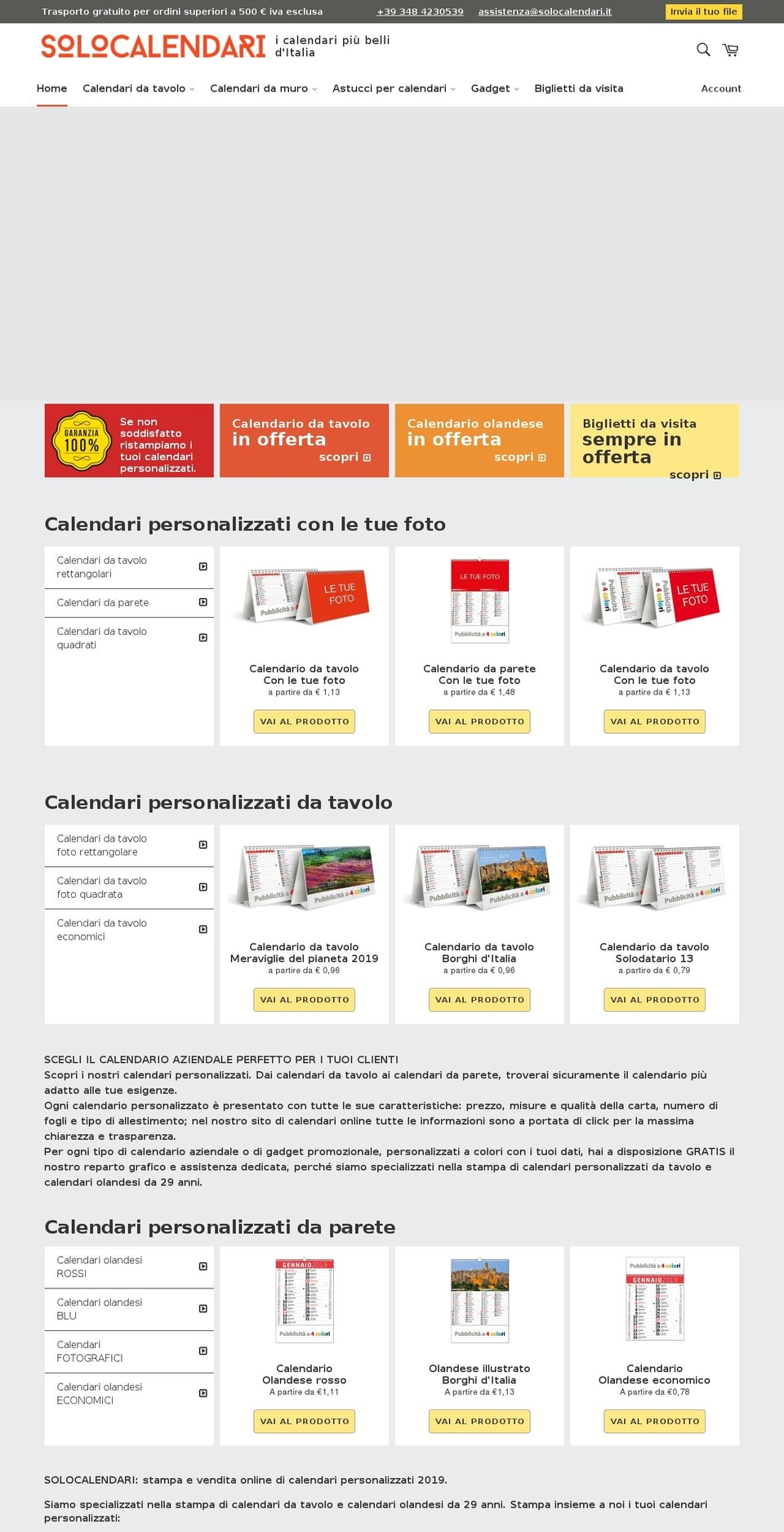 solocalendari.it shopify website screenshot