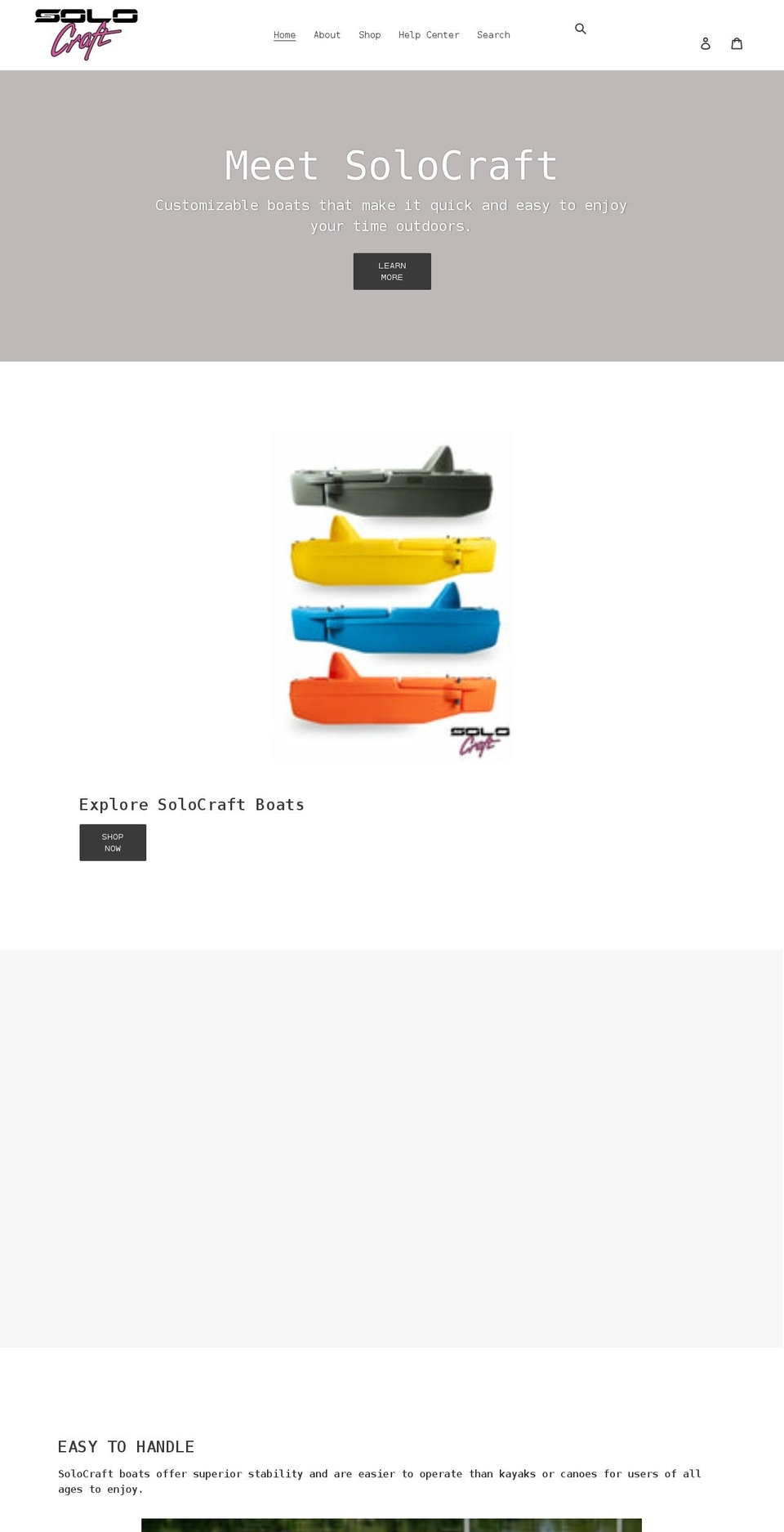 solocraftboats.com shopify website screenshot