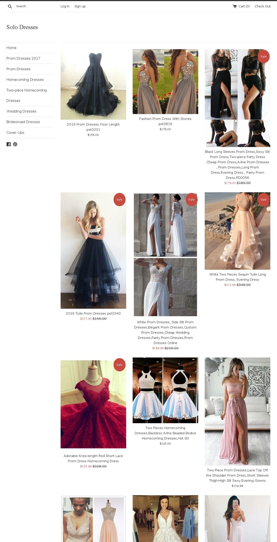 solodresses.com shopify website screenshot
