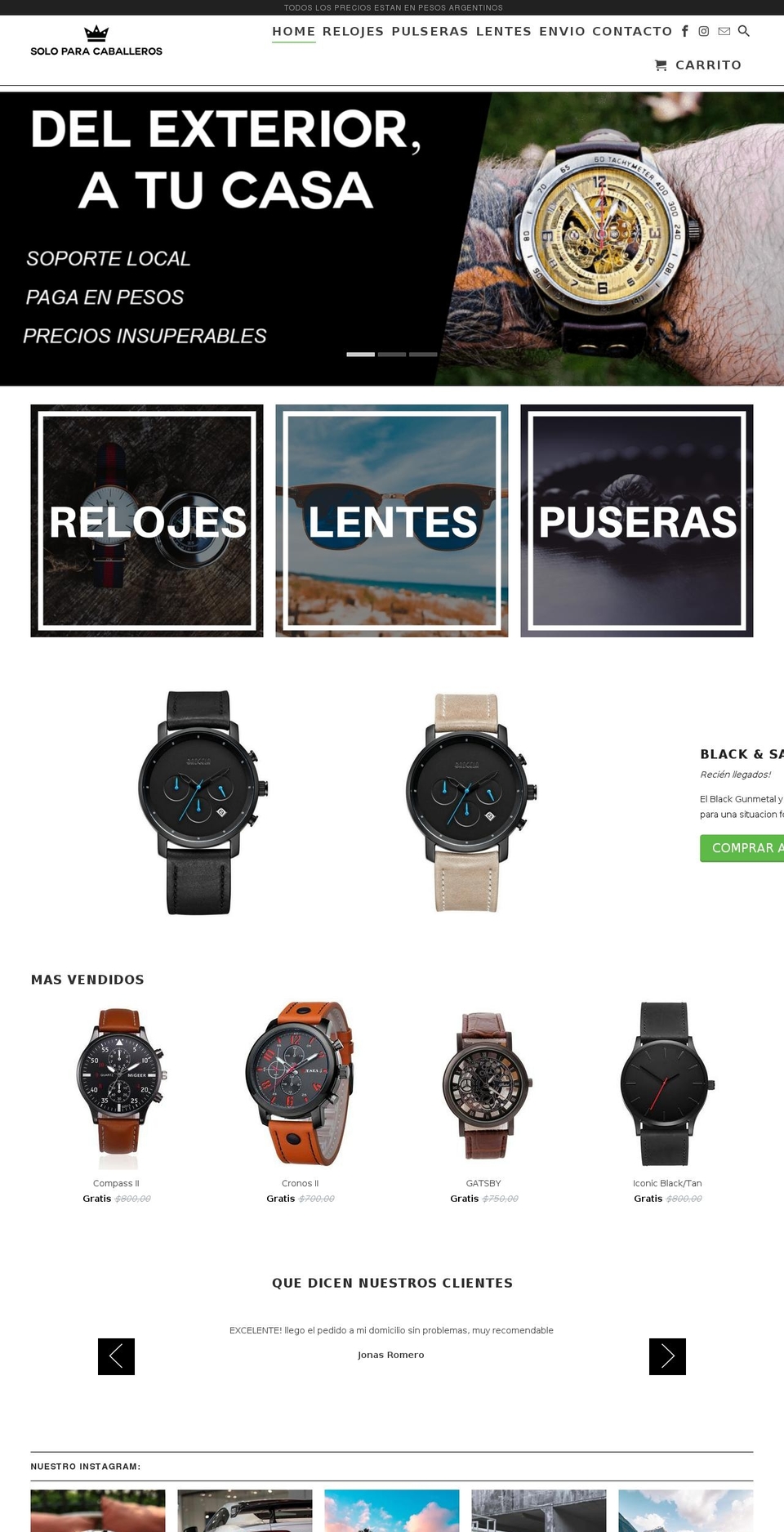 soloparacaballeros.com — Shopify storefront screenshot