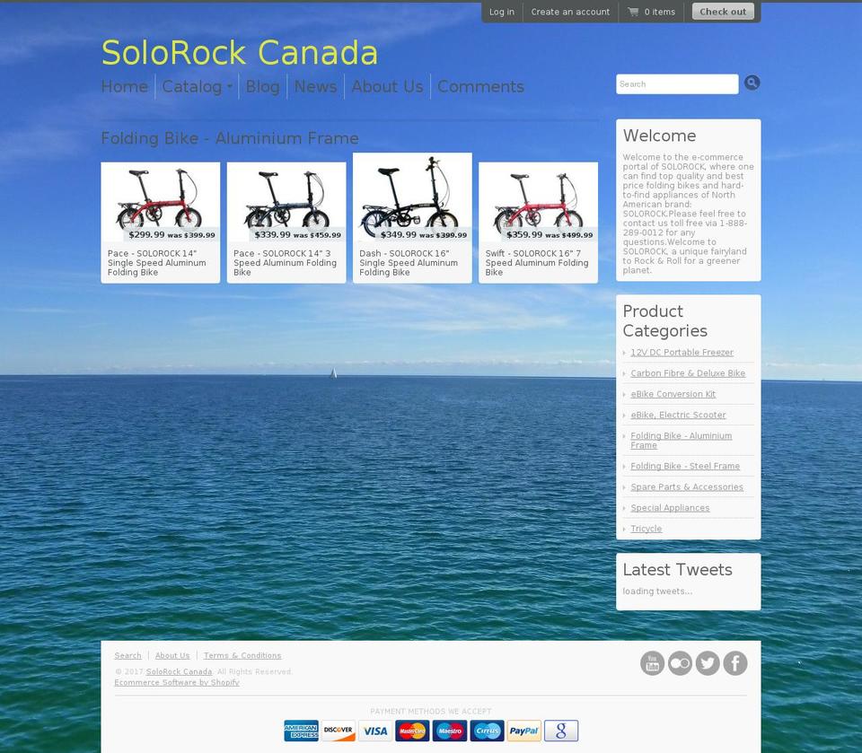 Radiance Shopify theme site example solorock.ca