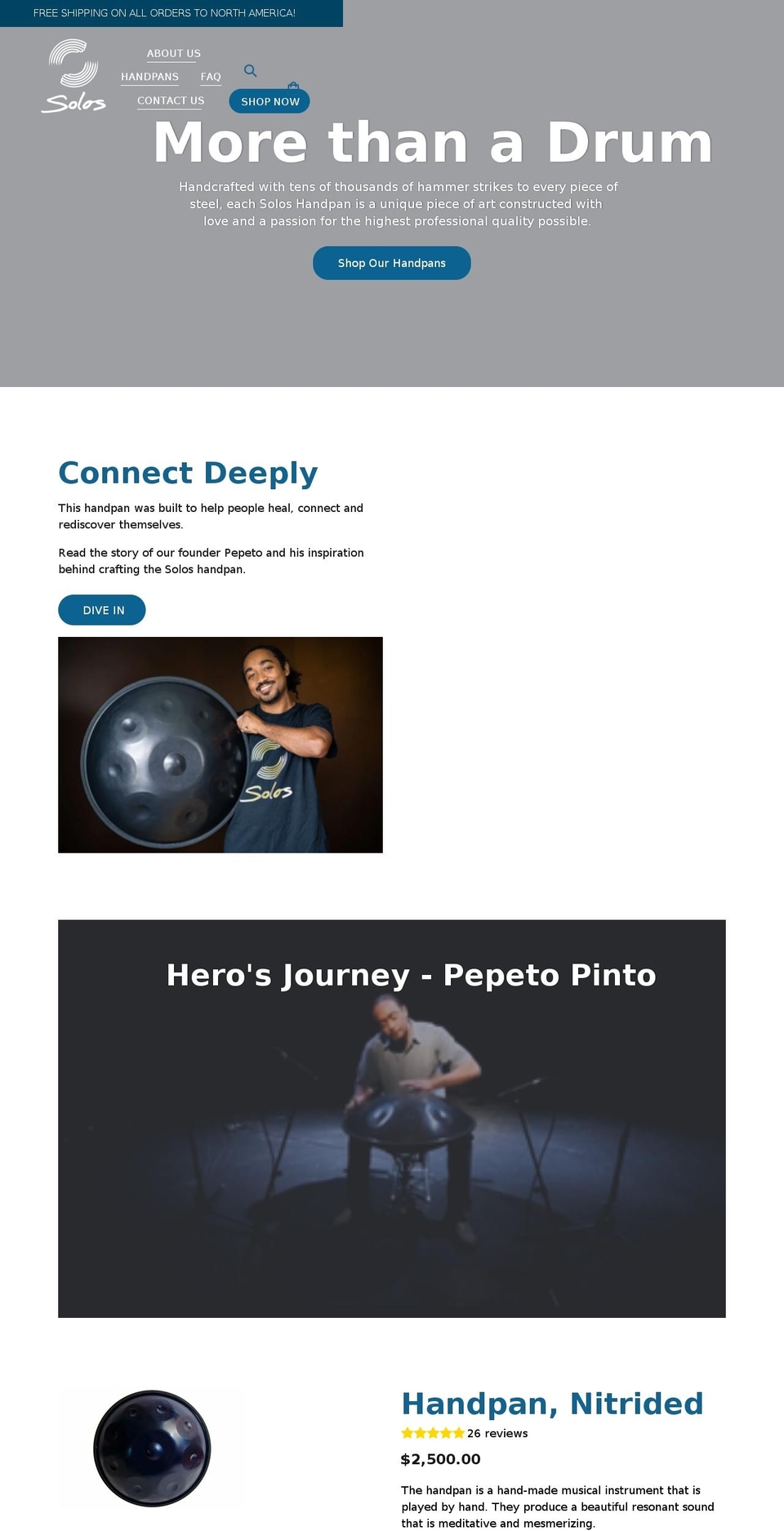 soloshandpan.com shopify website screenshot