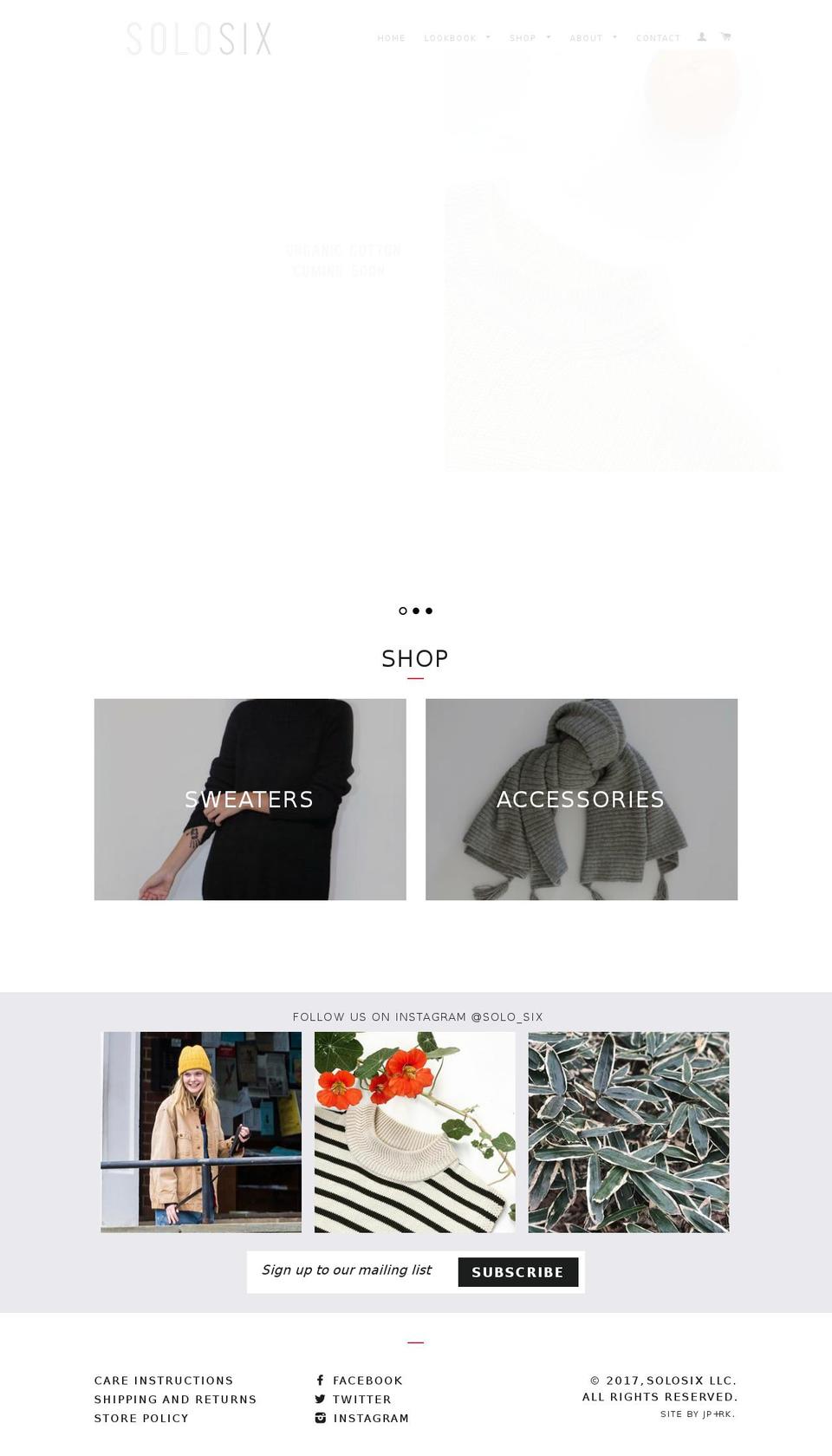 solosixclothing.com shopify website screenshot