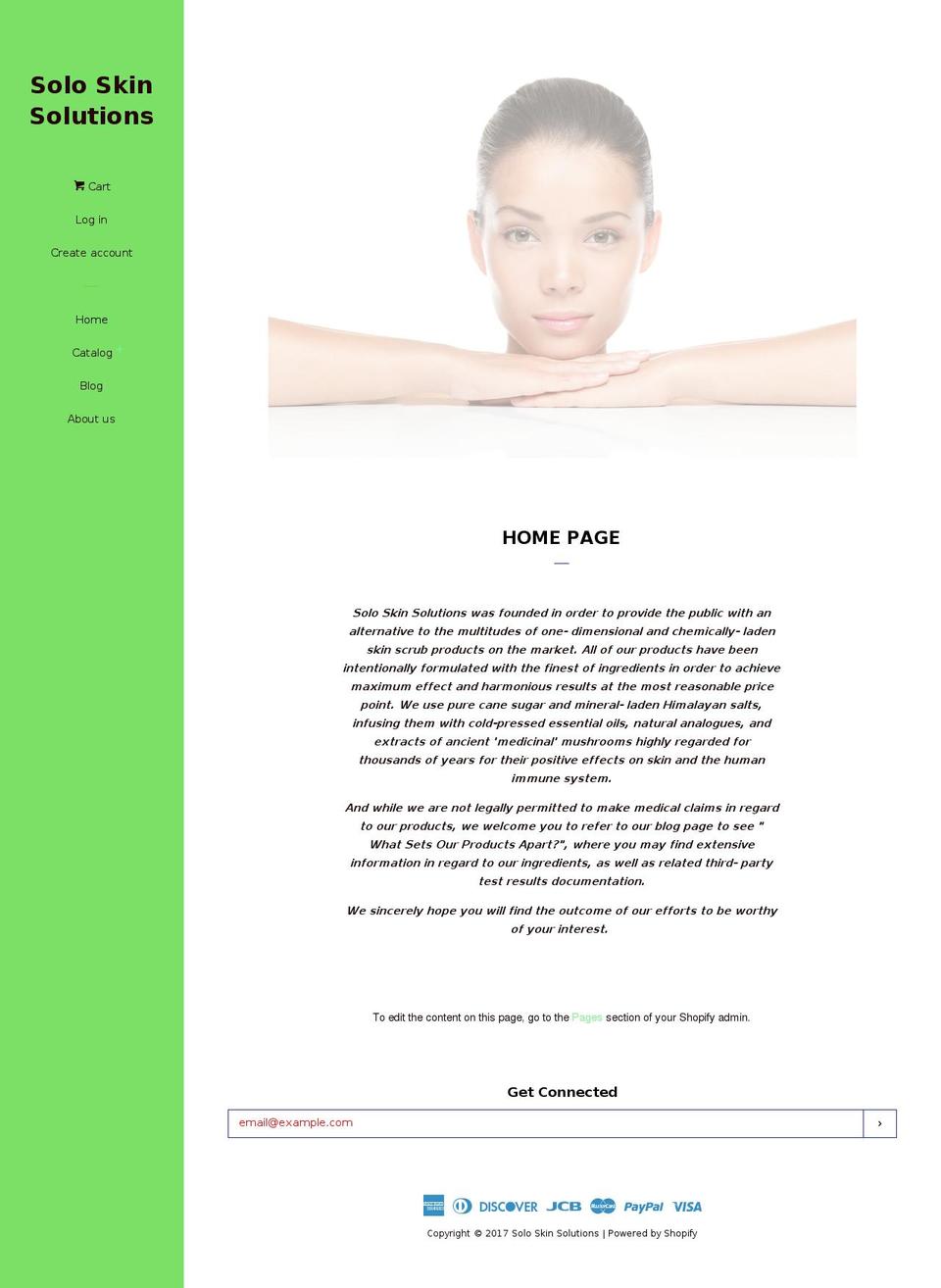 soloskinsolutions.com shopify website screenshot