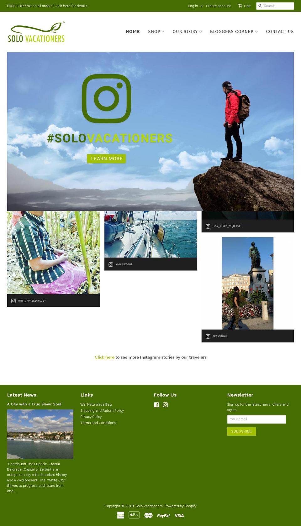 solovacationers.com — Shopify storefront screenshot