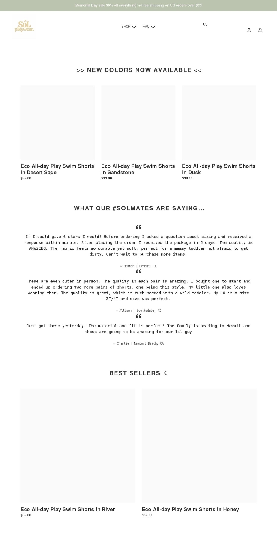 solplaywear.com shopify website screenshot