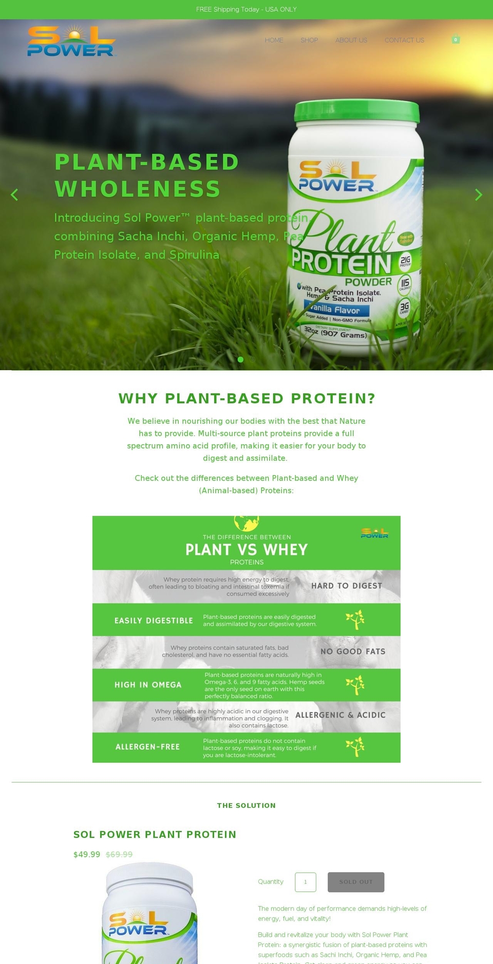 solpowerprotein.com — Shopify storefront screenshot