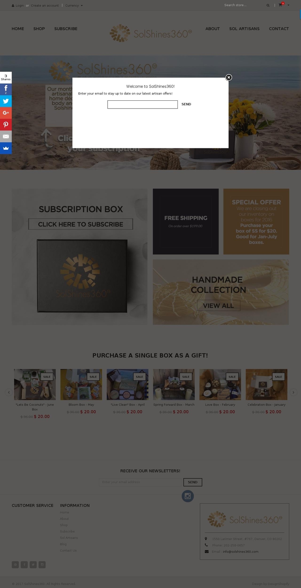 solshines360.org shopify website screenshot