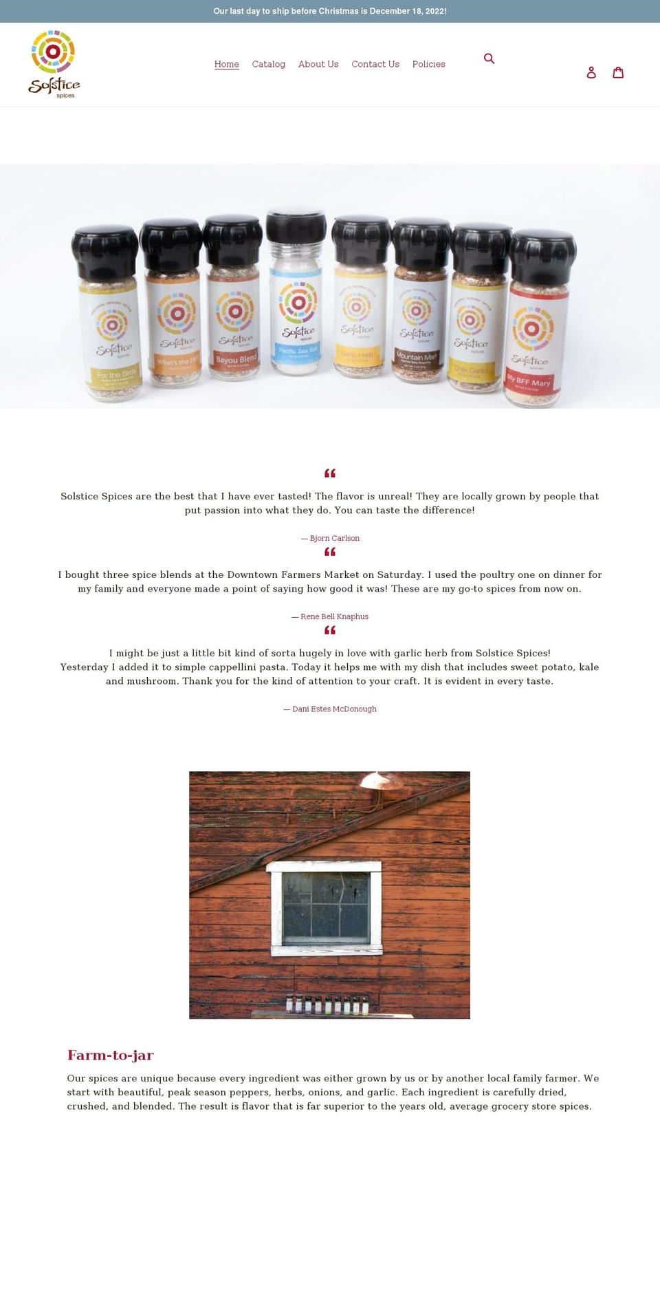solsticespices.com shopify website screenshot