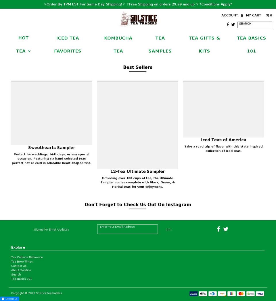 solsticeteatraders.com shopify website screenshot