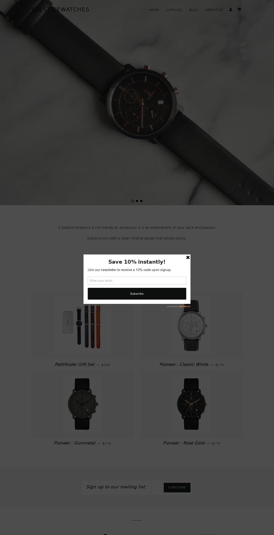 solsticewatches.com shopify website screenshot