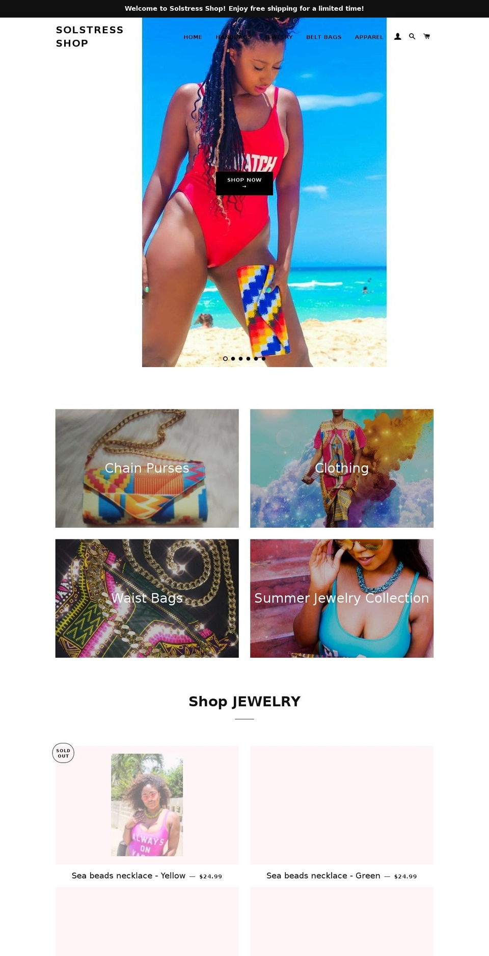 solstressshop.com shopify website screenshot