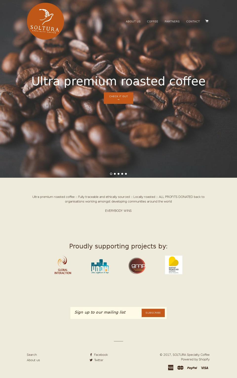 solturacoffee.com.au shopify website screenshot