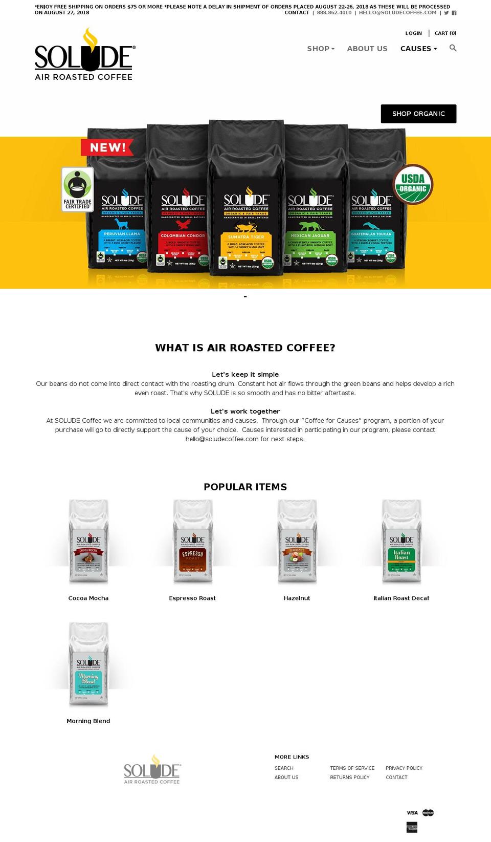 solude.coffee shopify website screenshot