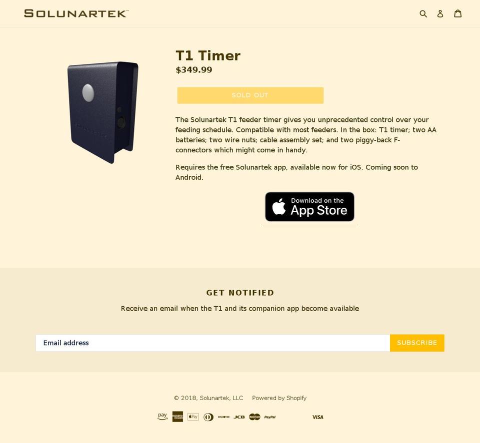 solunartimer.com — Shopify storefront screenshot