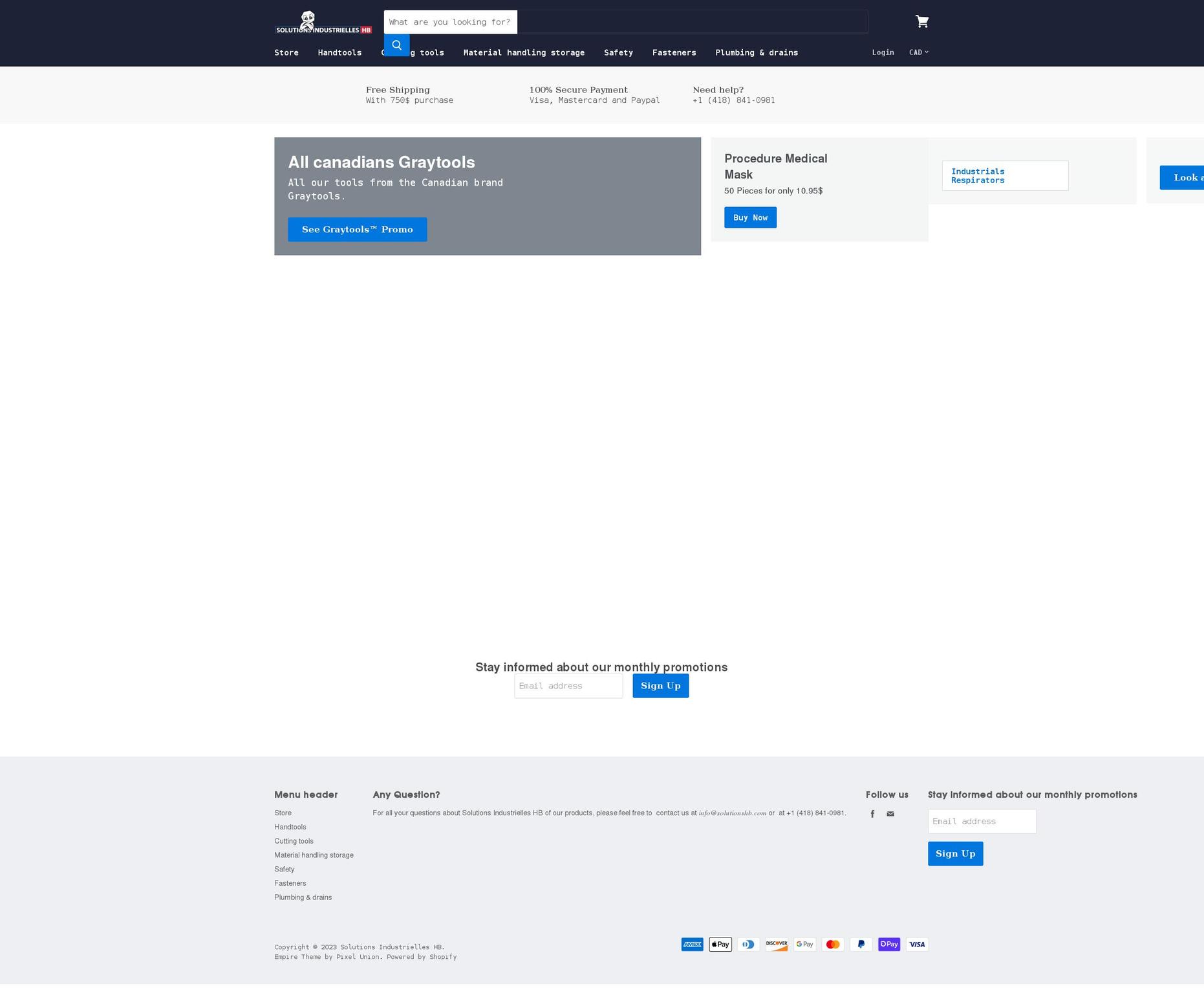 solutionsindustrielleshb.com shopify website screenshot