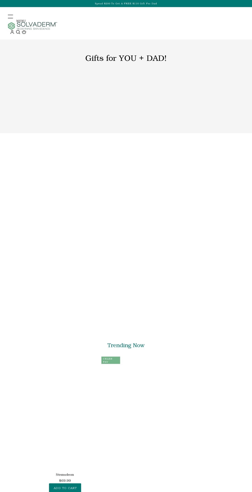 solvadermskincare.com shopify website screenshot
