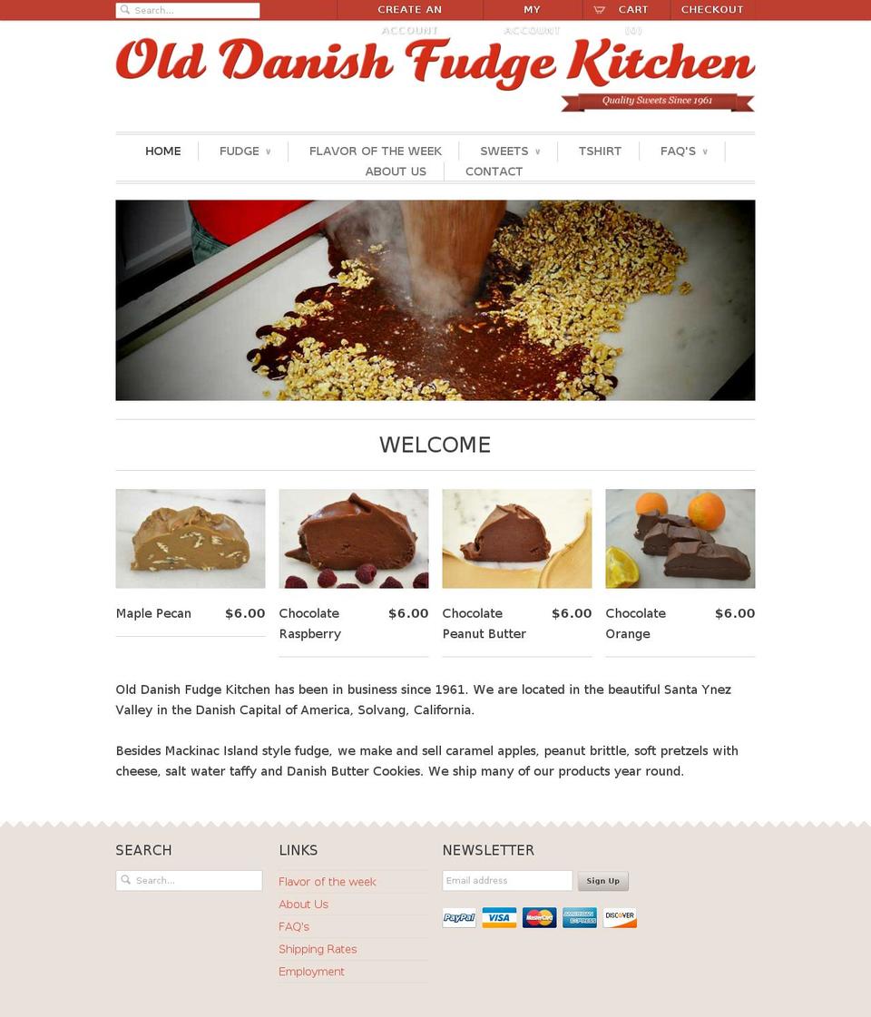 solvangfudge.com shopify website screenshot