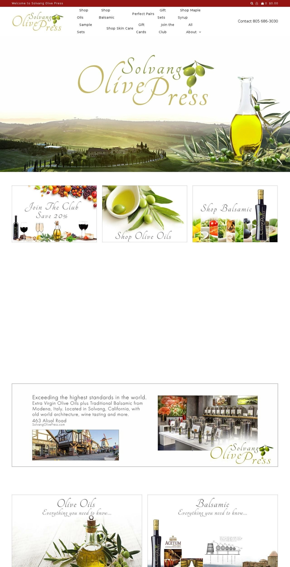 solvangolivepress.com shopify website screenshot