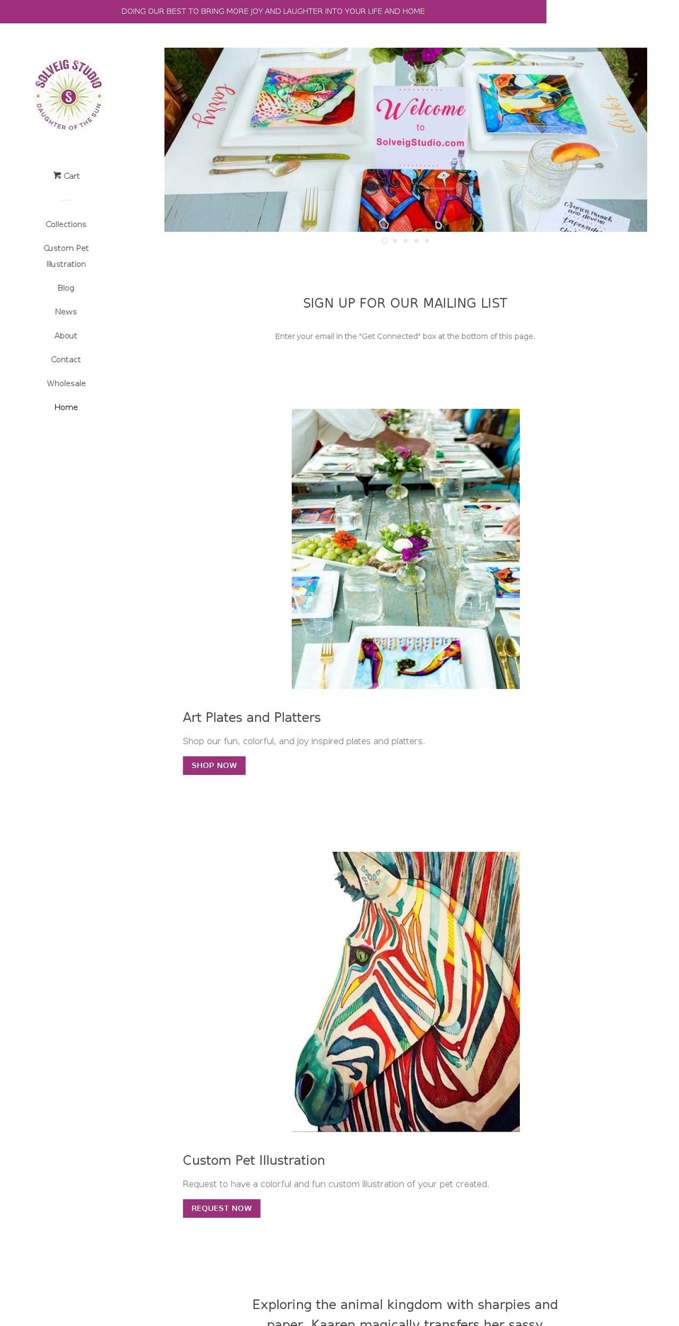 solveigstudio.com shopify website screenshot
