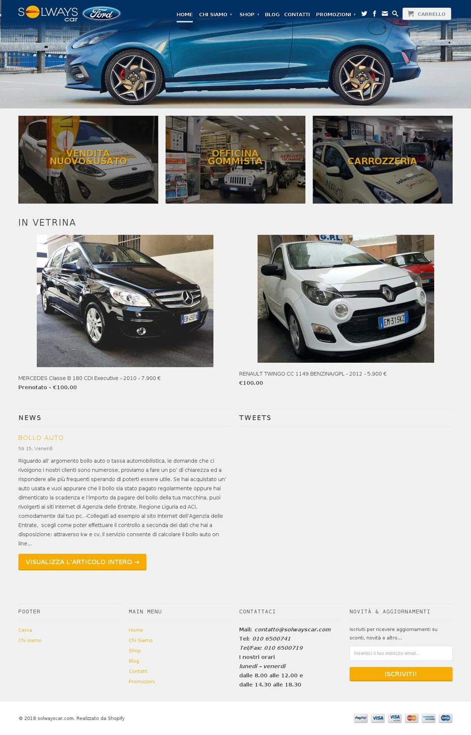 solwayscar.com — Shopify storefront screenshot