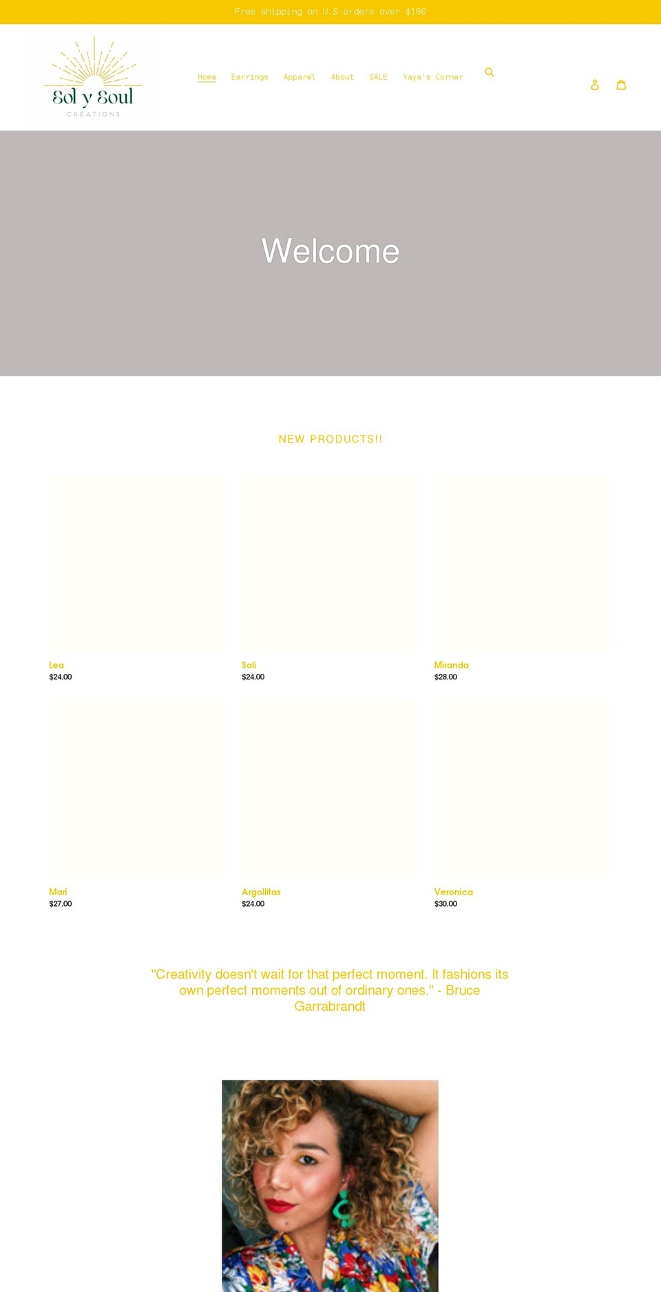 solysoulcreations.com shopify website screenshot