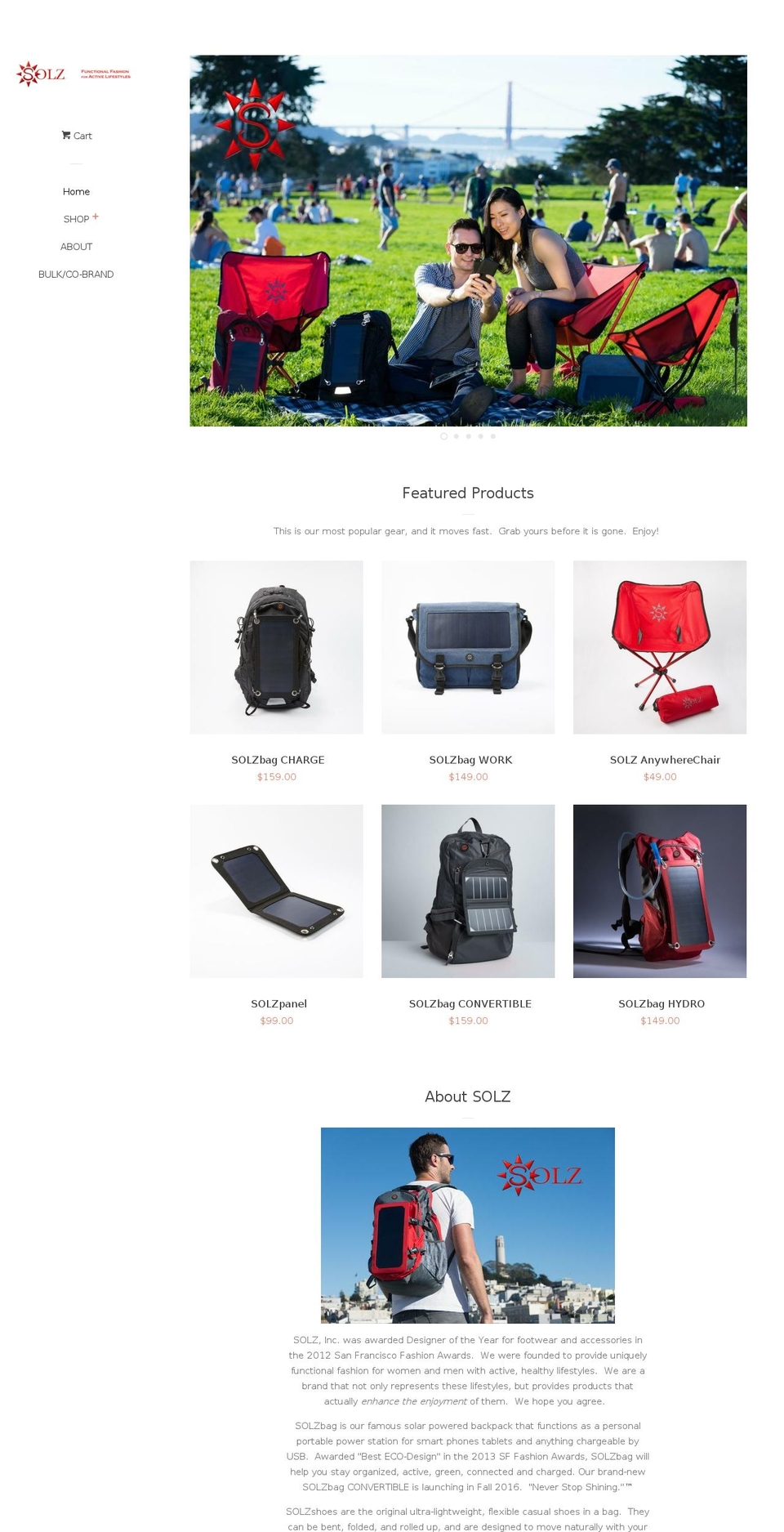 solzshine.com — Shopify storefront screenshot