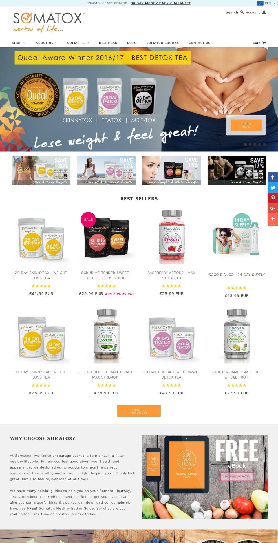 Live 26\/8 Shopify theme site example somatoxtea.com